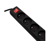 Qoltec Listwa antyprzepięciowa - 6 gniazd, 1,5m, czarna - 488582 - zdjęcie 2